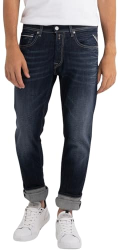 Replay Herren Jeans Grover Straight-Fit Bio, Blau (Dark Blue 007-8), 34W / 30 im Sale
